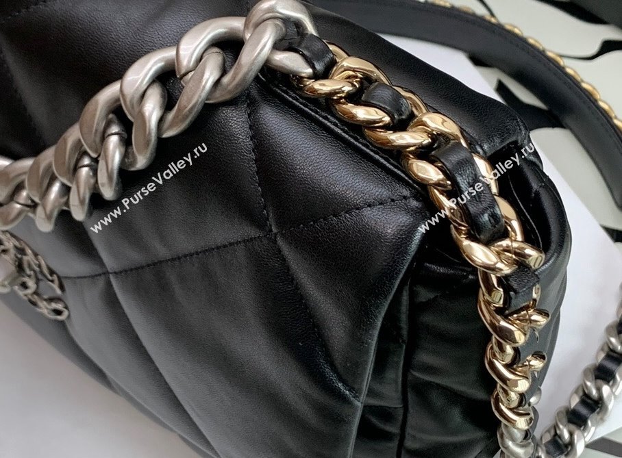 Chanel 19 Lambskin Large 30cm Flap Bag AS1161 Black/Silver 2021 (JY-21112602)