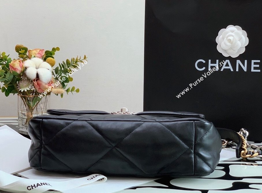 Chanel 19 Lambskin Large 30cm Flap Bag AS1161 Black/Silver 2021 (JY-21112602)