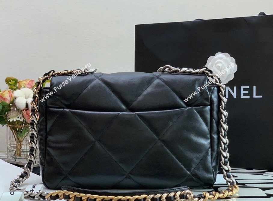 Chanel 19 Lambskin Large 30cm Flap Bag AS1161 Black/Silver 2021 (JY-21112602)