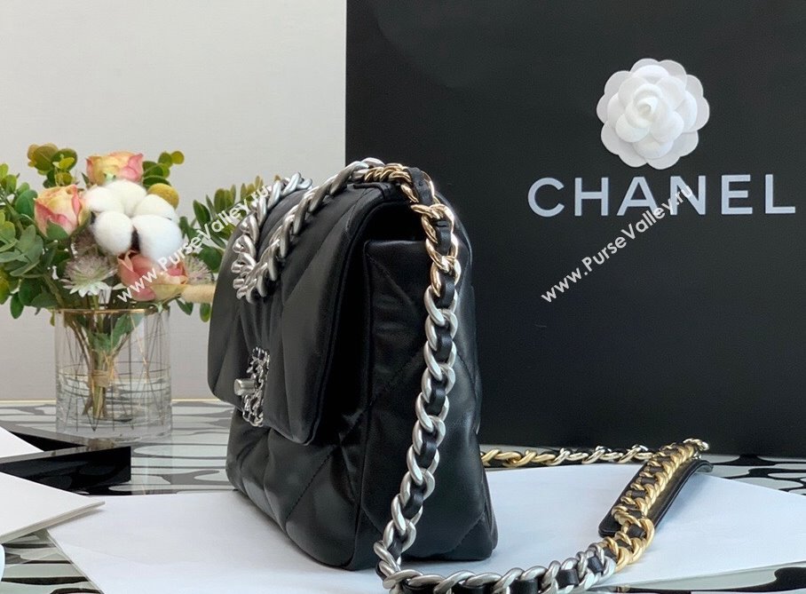 Chanel 19 Lambskin Small 26cm Flap Bag AS1160 Black/Silver 2021 (JY-21112601)