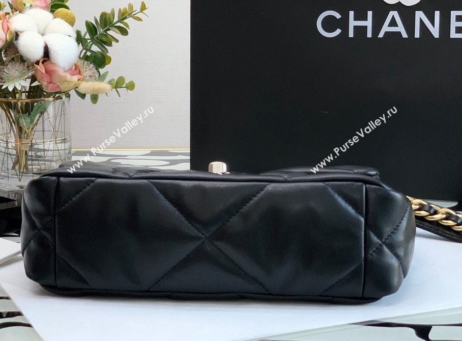 Chanel 19 Lambskin Small 26cm Flap Bag AS1160 Black/Silver 2021 (JY-21112601)