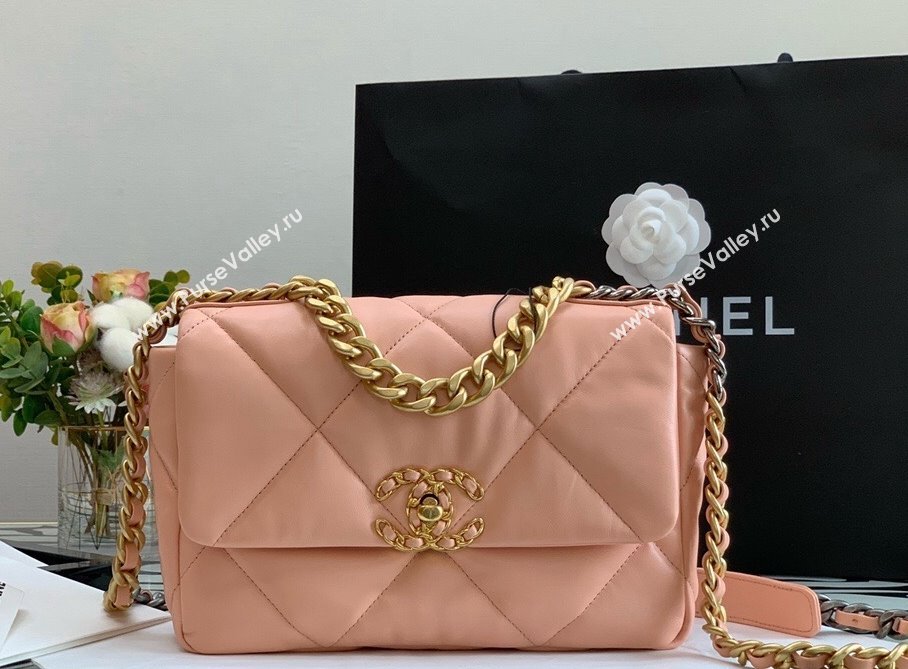 Chanel 19 Lambskin Small 26cm Flap Bag AS1160 Orange Pink 2021 (JY-21112604)