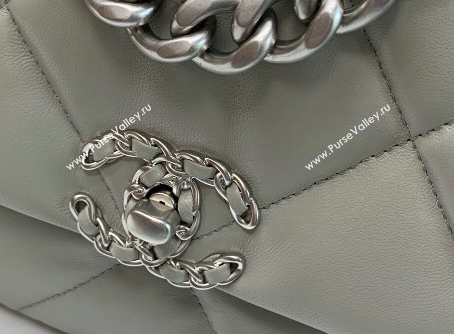 Chanel 19 Lambskin Small 26cm Flap Bag AS1160 Light Gray 2021 (JY-21112603)
