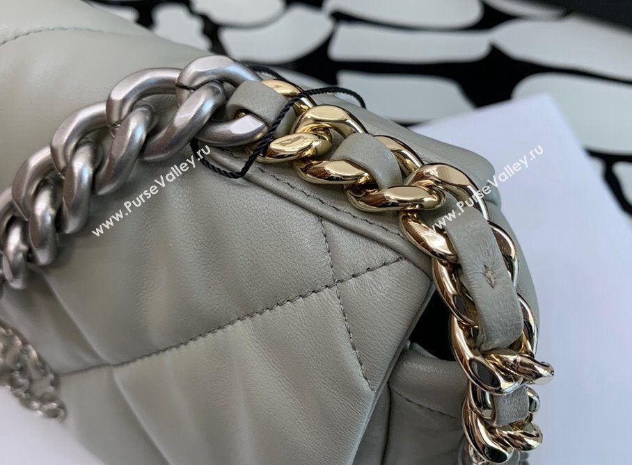 Chanel 19 Lambskin Small 26cm Flap Bag AS1160 Light Gray 2021 (JY-21112603)