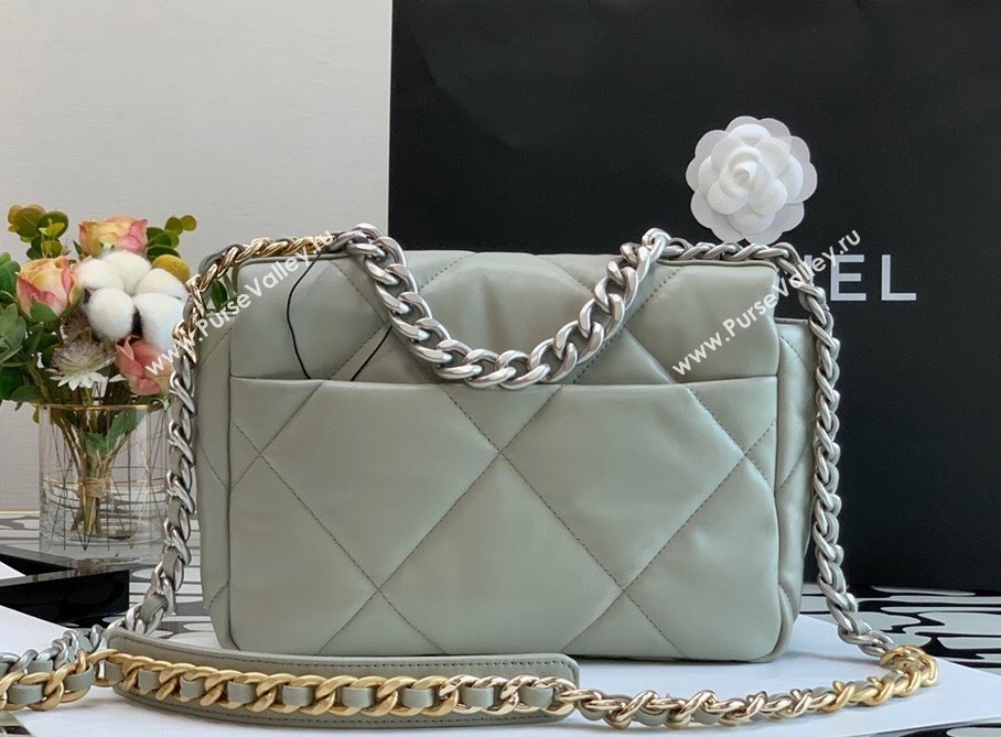 Chanel 19 Lambskin Small 26cm Flap Bag AS1160 Light Gray 2021 (JY-21112603)