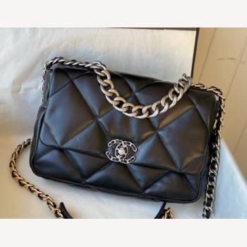 Chanel 19 Lambskin Large 30cm Flap Bag AS1161 Black/Silver 2021 TOP (SM-21123041)