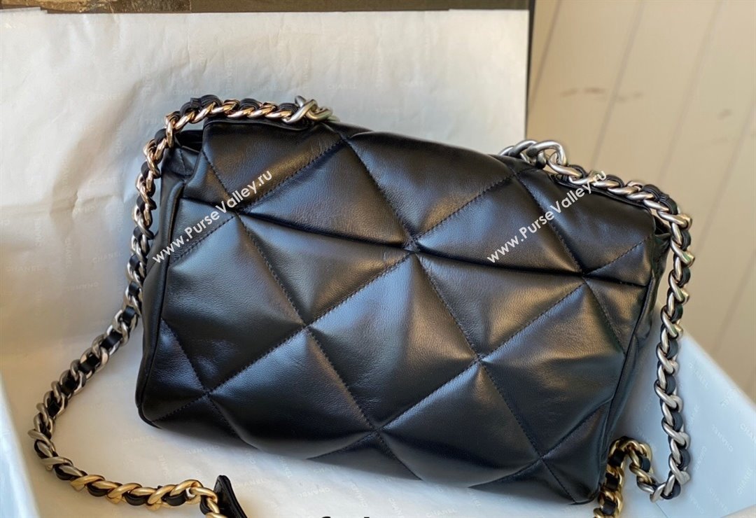 Chanel 19 Lambskin Large 30cm Flap Bag AS1161 Black/Silver 2021 TOP (SM-21123041)