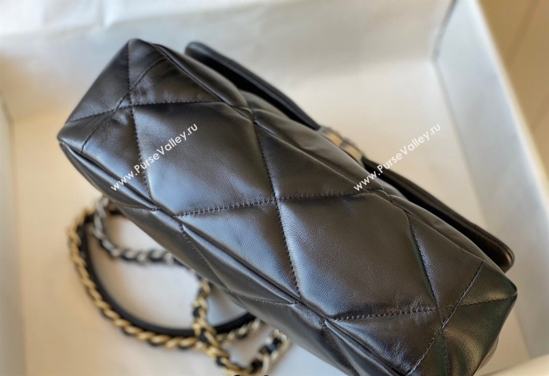 Chanel 19 Lambskin Large 30cm Flap Bag AS1161 Black/Silver 2021 TOP (SM-21123041)