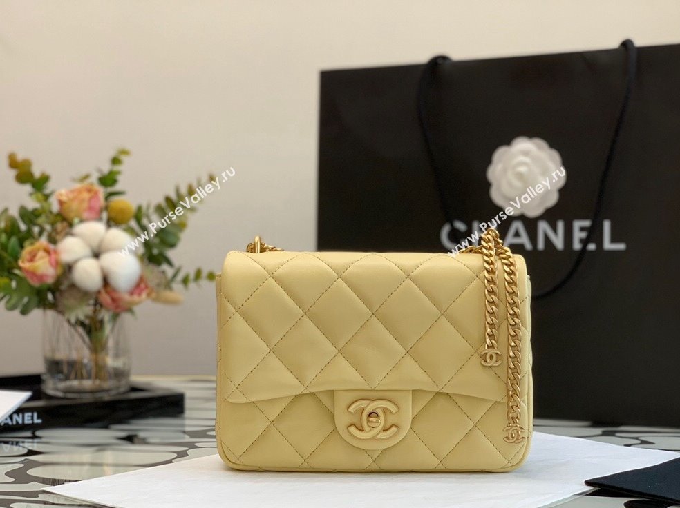 Chanel Lambskin & Enamel Small Flap Bag AS3112 Yellow 2022 (XING-22031402)