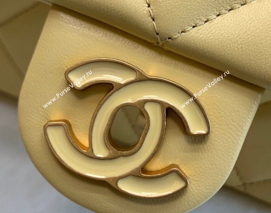 Chanel Lambskin & Enamel Small Flap Bag AS3112 Yellow 2022 (XING-22031402)