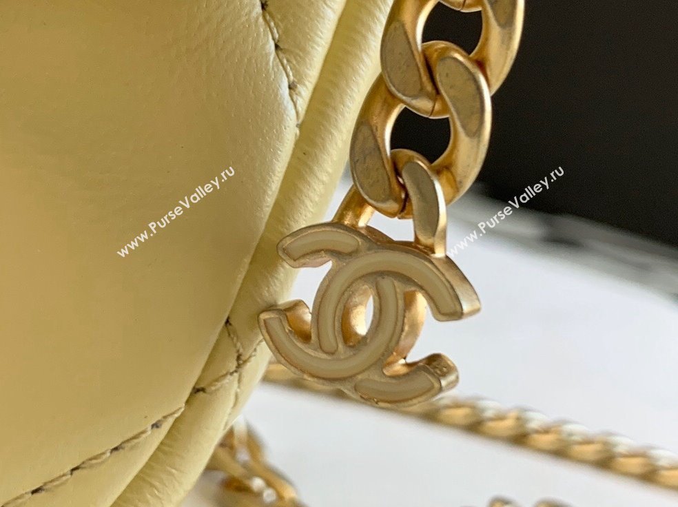 Chanel Lambskin & Enamel Small Flap Bag AS3112 Yellow 2022 (XING-22031402)
