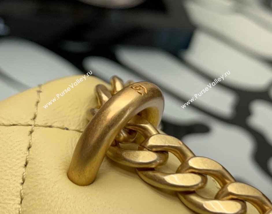 Chanel Lambskin & Enamel Small Flap Bag AS3112 Yellow 2022 (XING-22031402)