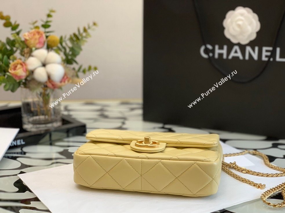 Chanel Lambskin & Enamel Small Flap Bag AS3112 Yellow 2022 (XING-22031402)