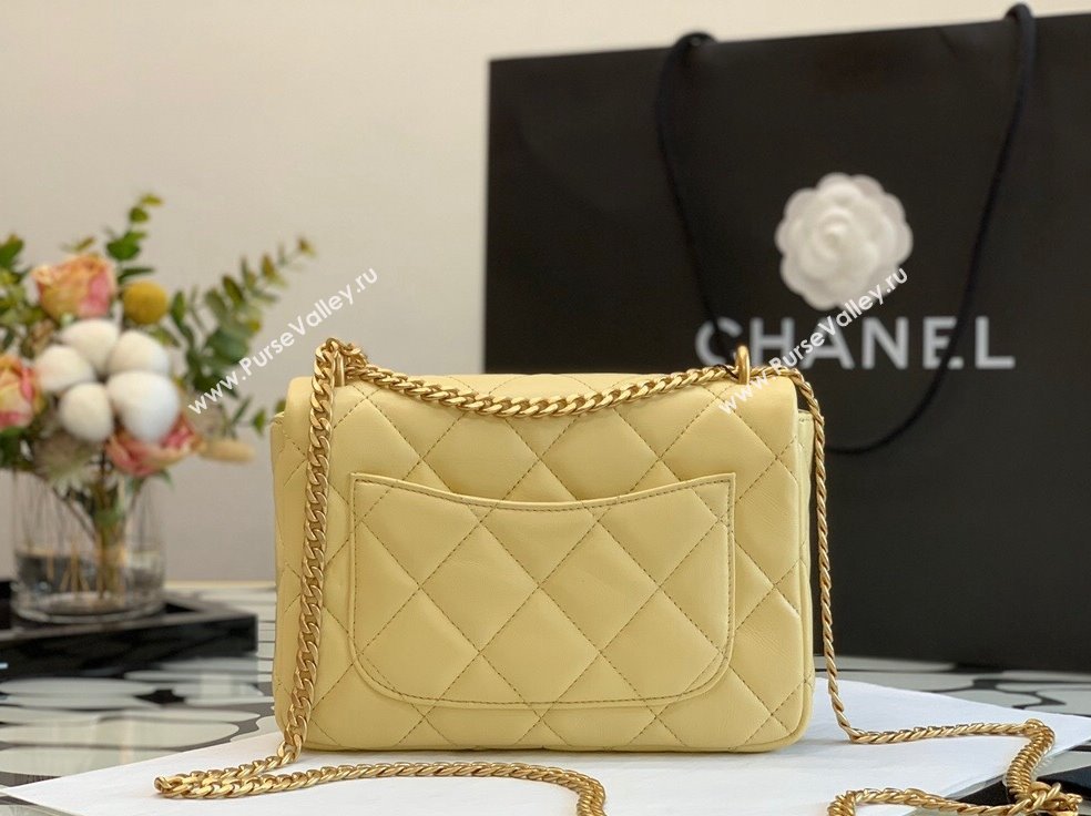 Chanel Lambskin & Enamel Small Flap Bag AS3112 Yellow 2022 (XING-22031402)