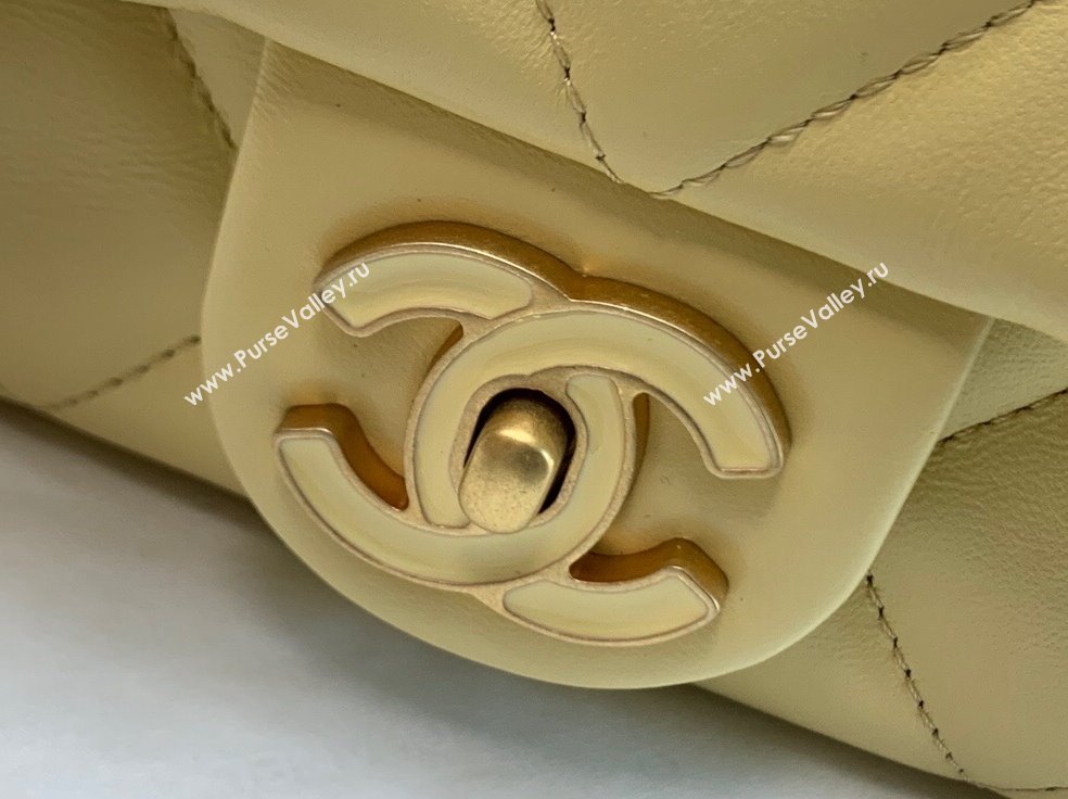 Chanel Lambskin & Enamel Mini Flap Bag AS3113 Yellow 2022 (XING-22031404)