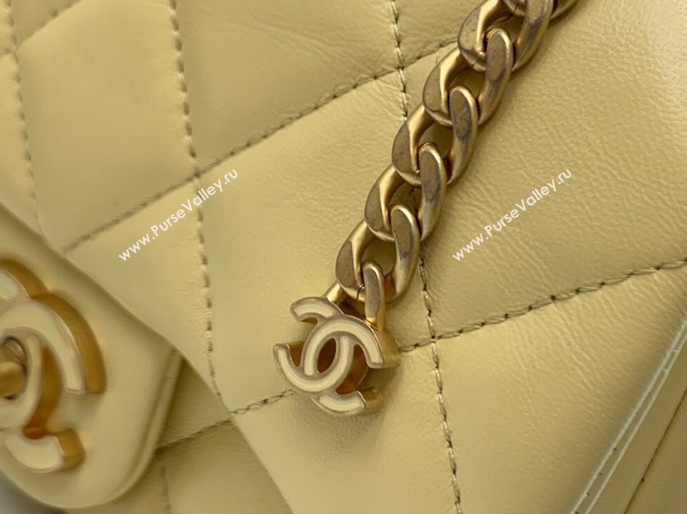 Chanel Lambskin & Enamel Mini Flap Bag AS3113 Yellow 2022 (XING-22031404)