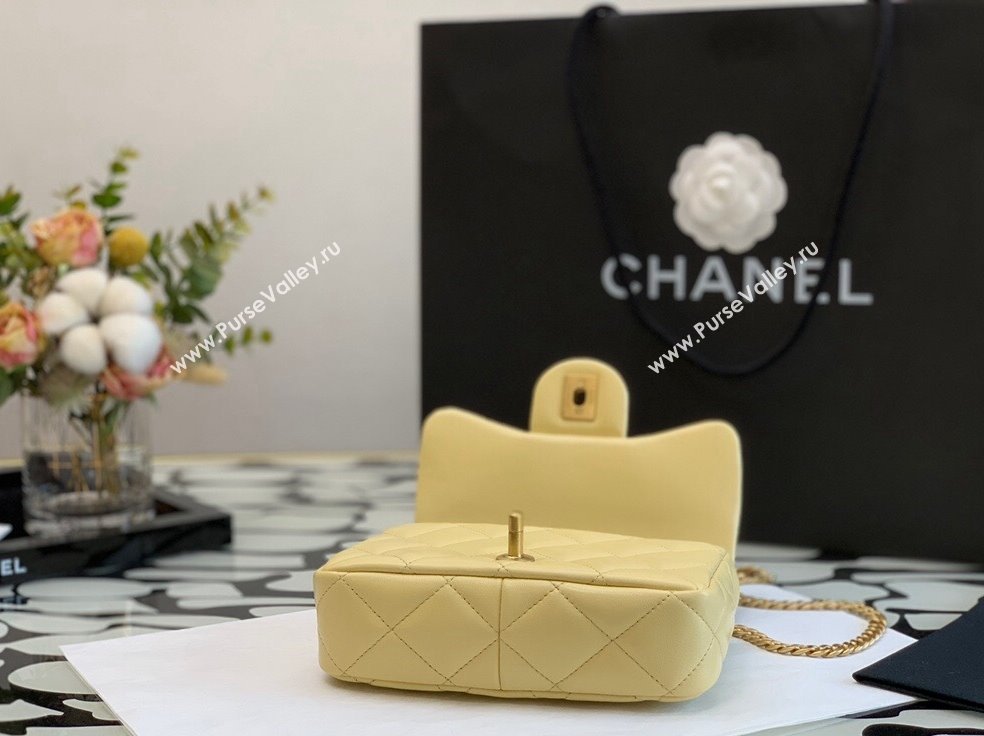 Chanel Lambskin & Enamel Mini Flap Bag AS3113 Yellow 2022 (XING-22031404)