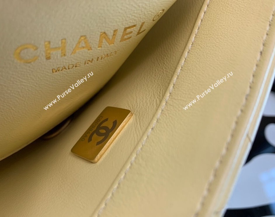 Chanel Lambskin & Enamel Mini Flap Bag AS3113 Yellow 2022 (XING-22031404)