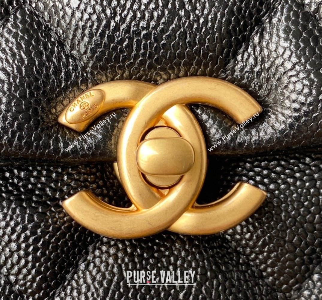 Chanel Grained Calfskin Flap Bag with Double Chain Black 2022 (SSZ-22031424)