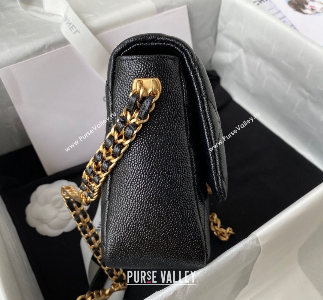 Chanel Grained Calfskin Flap Bag with Double Chain Black 2022 (SSZ-22031424)