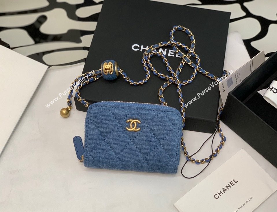 Chanel Denim Clutch with Chain and Ball AP2462 Dark Blue 2022 (JY-22010438)