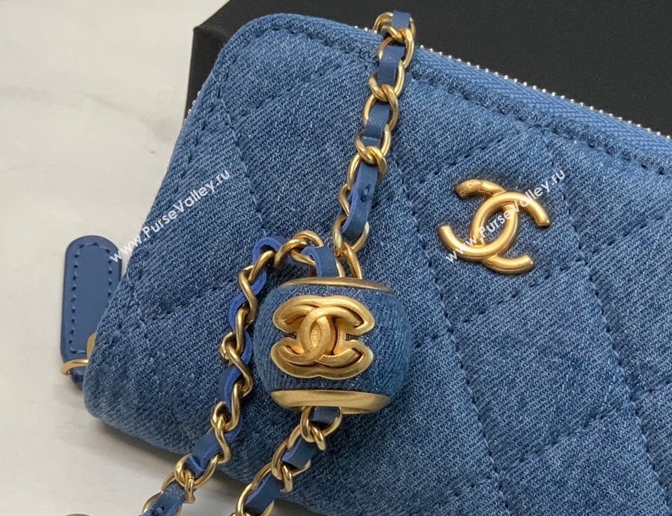 Chanel Denim Clutch with Chain and Ball AP2462 Dark Blue 2022 (JY-22010438)