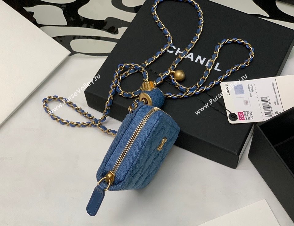 Chanel Denim Clutch with Chain and Ball AP2462 Dark Blue 2022 (JY-22010438)