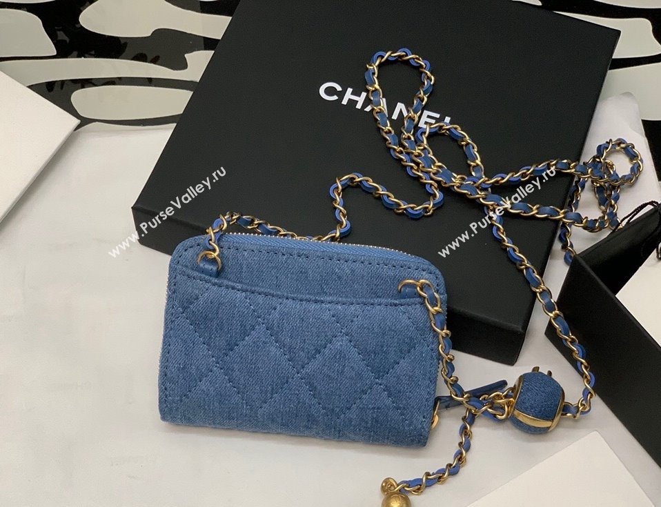 Chanel Denim Clutch with Chain and Ball AP2462 Dark Blue 2022 (JY-22010438)