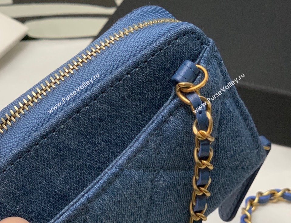 Chanel Denim Clutch with Chain and Ball AP2462 Dark Blue 2022 (JY-22010438)