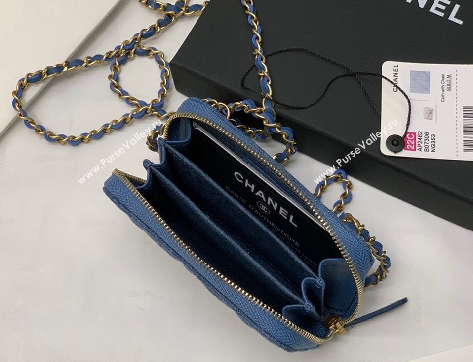 Chanel Denim Clutch with Chain and Ball AP2462 Dark Blue 2022 (JY-22010438)