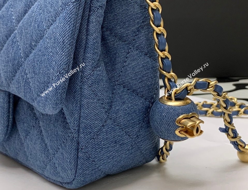 Chanel Denim Mini Sqaure Flap Bag with Ball AS1786 Dark Blue 2022 32 (JY-22010432)