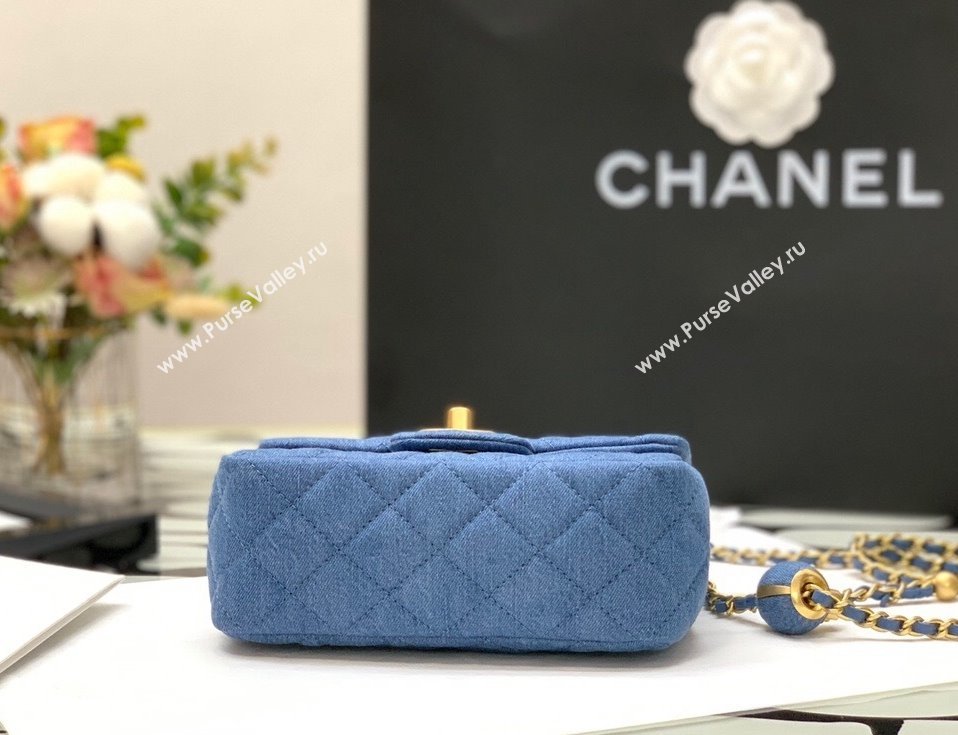 Chanel Denim Mini Sqaure Flap Bag with Ball AS1786 Dark Blue 2022 32 (JY-22010432)