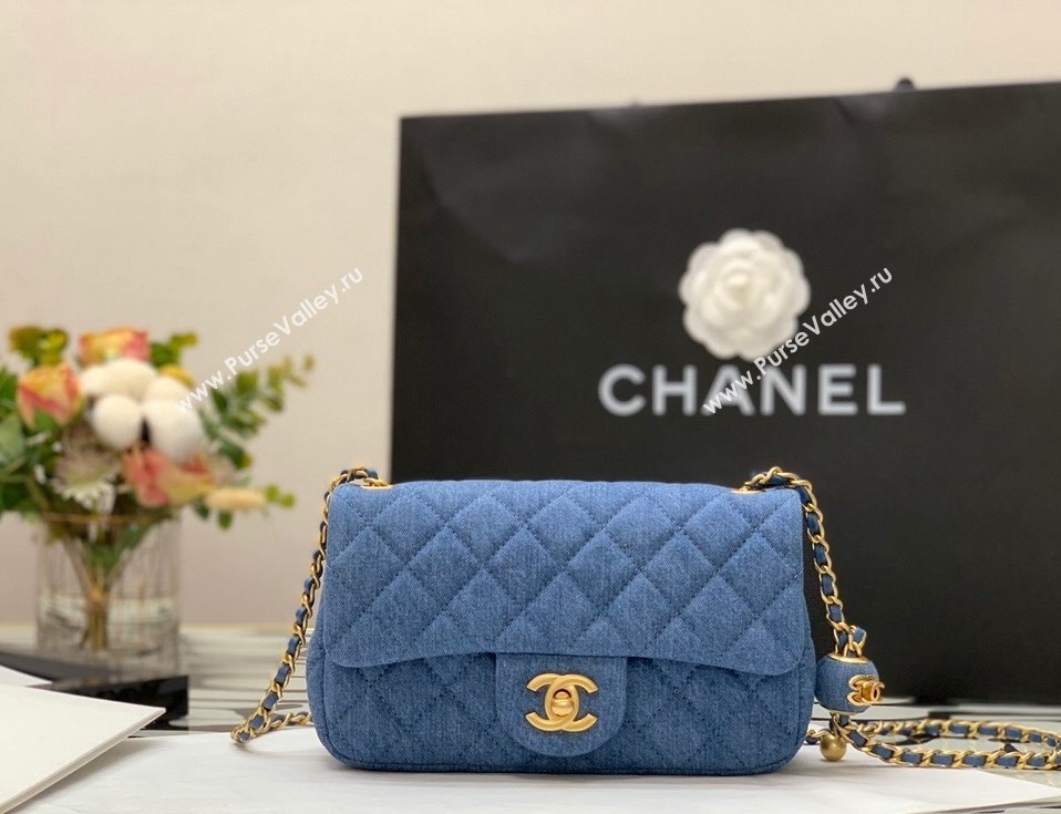 Chanel Denim Mini Flap Bag with Ball AS1787 Dark Blue 2022 34 (JY-22010434)