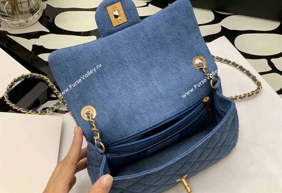 Chanel Denim Mini Flap Bag with Ball AS1787 Dark Blue 2022 34 (JY-22010434)