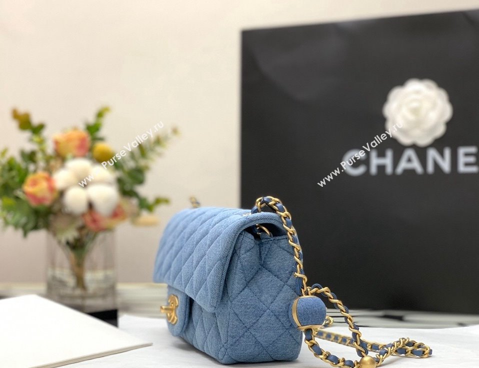 Chanel Denim Mini Flap Bag with Ball AS1787 Light Blue 2022 33 (JY-22010433)