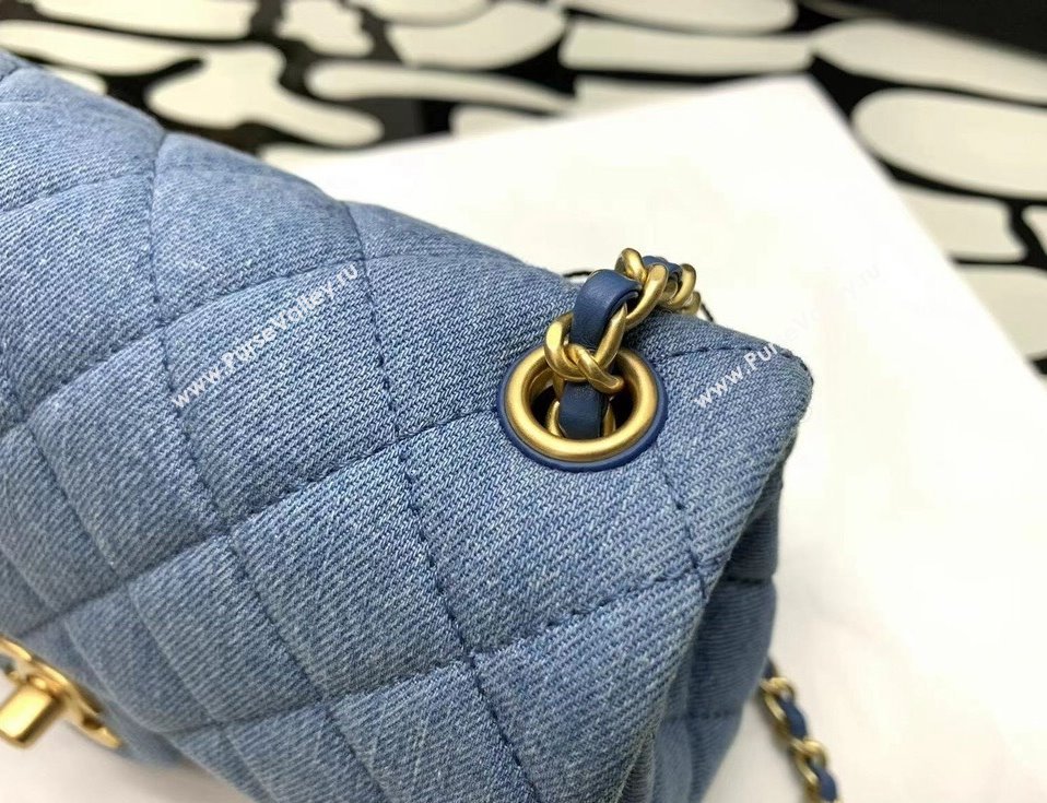 Chanel Denim Mini Flap Bag with Ball AS1787 Light Blue 2022 33 (JY-22010433)