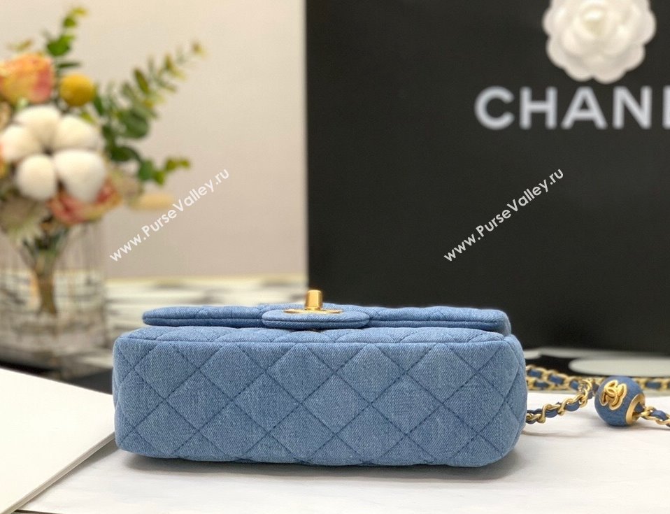 Chanel Denim Mini Flap Bag with Ball AS1787 Light Blue 2022 33 (JY-22010433)
