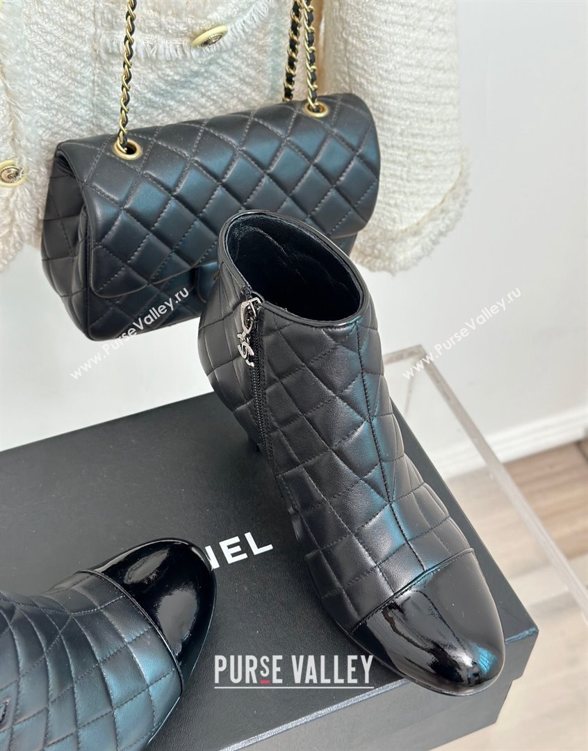 Chanel Quilted Lambskin Heel Ankle Boots 7cm All Black 2023 CH09041 (MD-230904042)