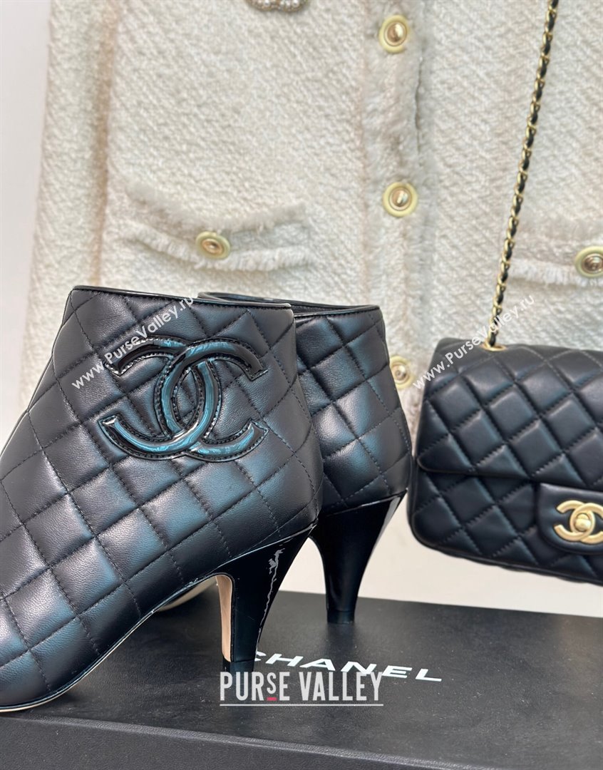 Chanel Quilted Lambskin Heel Ankle Boots 7cm All Black 2023 CH09041 (MD-230904042)