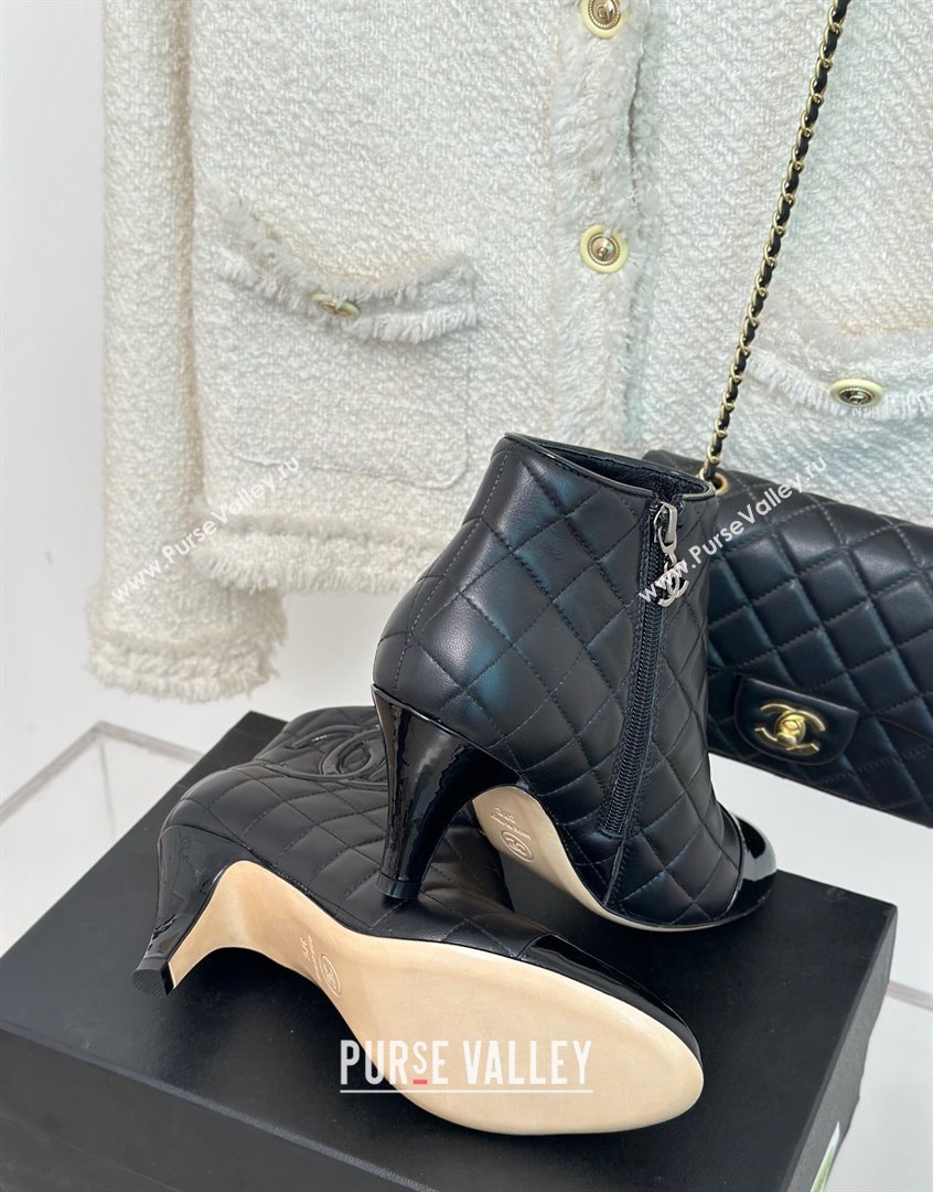 Chanel Quilted Lambskin Heel Ankle Boots 7cm All Black 2023 CH09041 (MD-230904042)