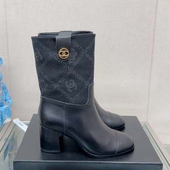 Chanel Calfskin Denim Heel Ankle Boots Black 2023 CH09042 (MD-230904043)