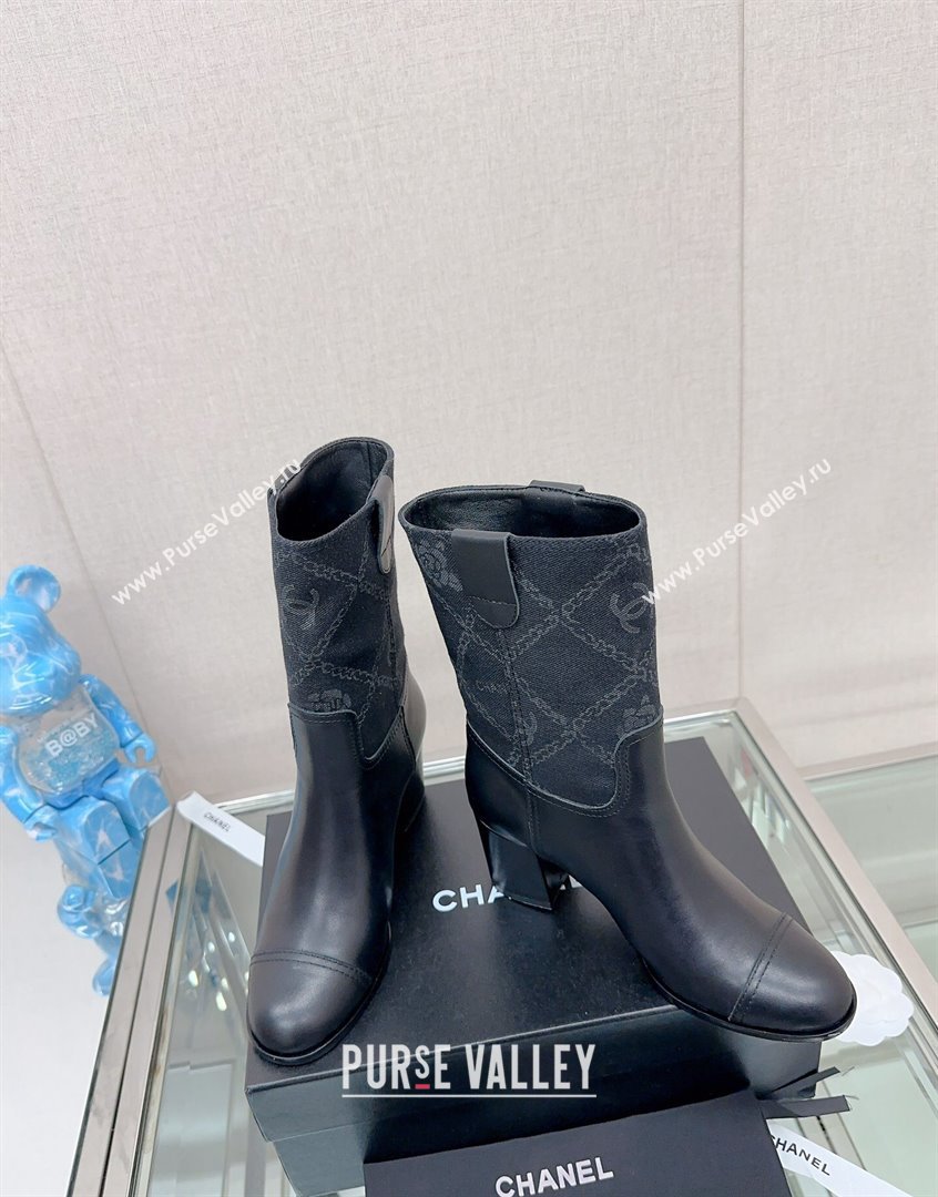 Chanel Calfskin Denim Heel Ankle Boots Black 2023 CH09042 (MD-230904043)