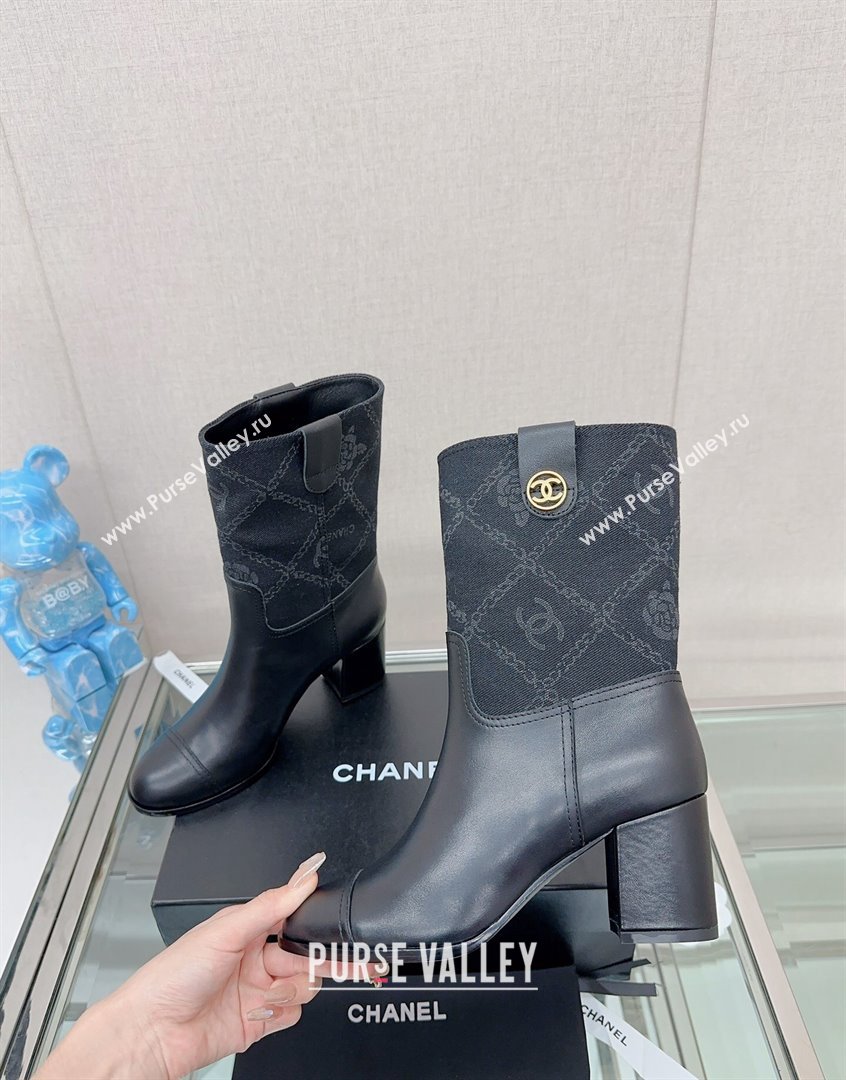 Chanel Calfskin Denim Heel Ankle Boots Black 2023 CH09042 (MD-230904043)