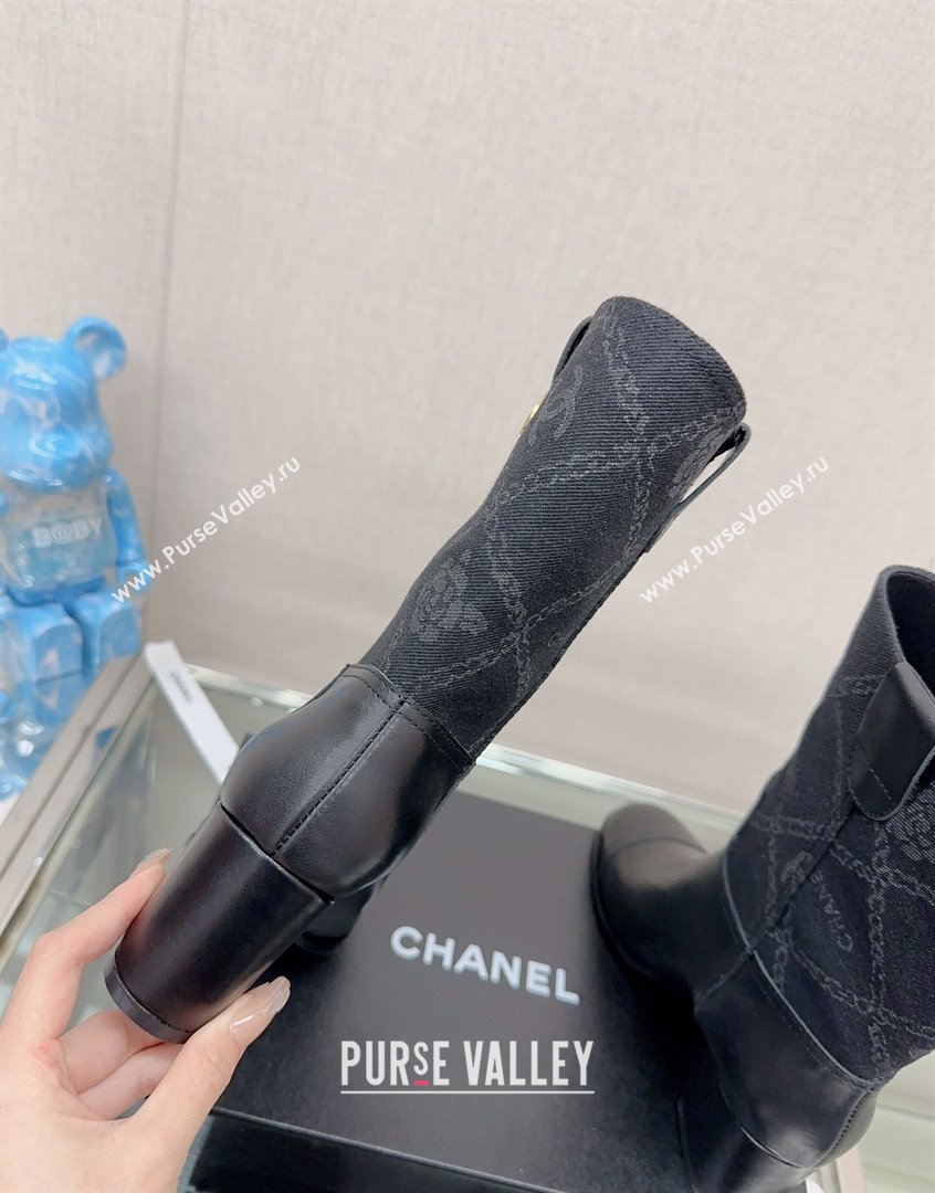 Chanel Calfskin Denim Heel Ankle Boots Black 2023 CH09042 (MD-230904043)