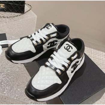 Chanel Quilted Calfskin Low-top Sneakers with CC White1/Black 2023 CH091110 (MD-23091139)