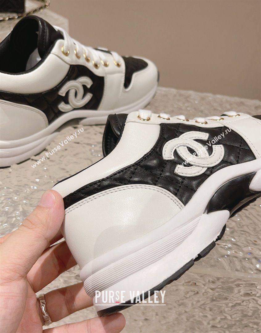 Chanel Quilted Calfskin Low-top Sneakers with CC White2/Black 2023 CH091110 (MD-23091140)