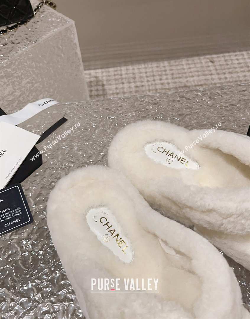 Chanel Wool Platform Thong Slide Sandals White 2023 CH091111 (MD-23091142)