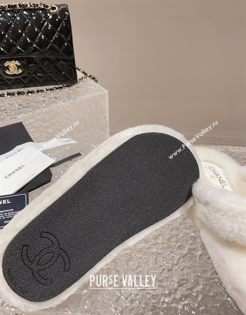 Chanel Wool Platform Thong Slide Sandals White 2023 CH091111 (MD-23091142)