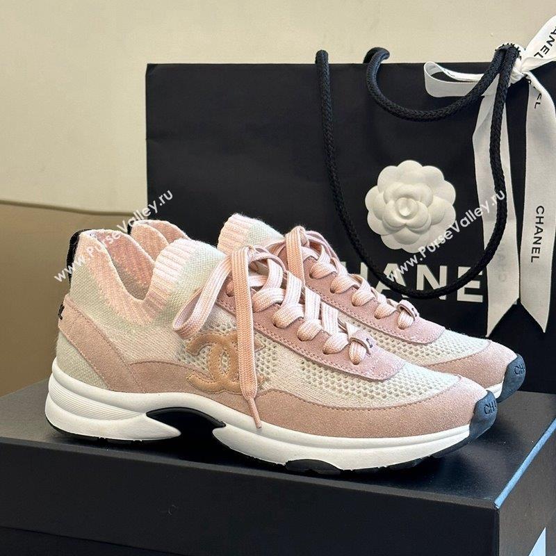 Chanel Knit Suede Sneakers G38750 Pink 2023 CH091112 (KL-23091143)