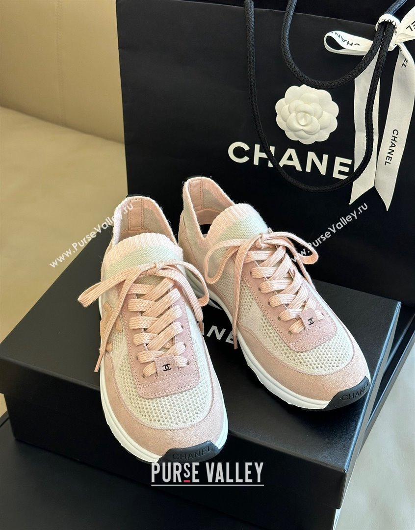 Chanel Knit Suede Sneakers G38750 Pink 2023 CH091112 (KL-23091143)